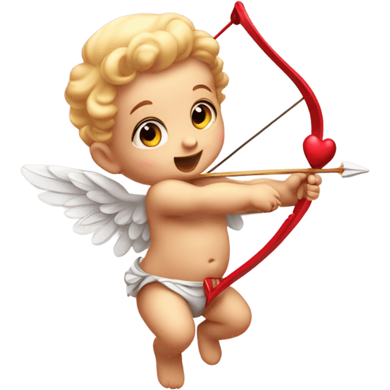 baby cupid with a bow throwing a heart emoji