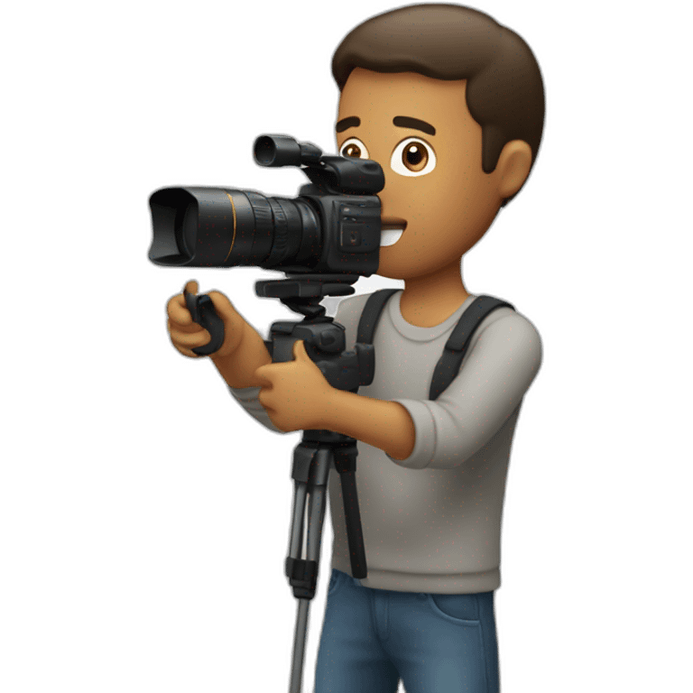 a man shooting his video in a small studio emoji