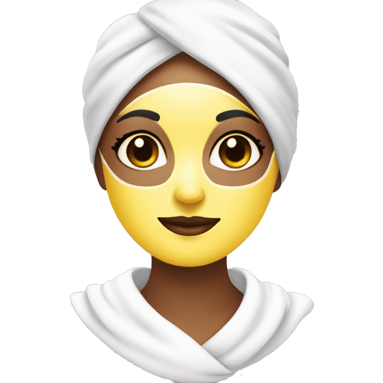 Lady with face mask spa beauty full face relaxing emoji