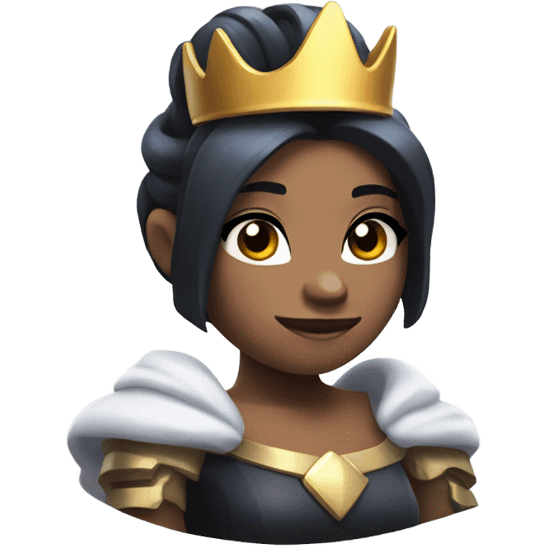 Clash royale the tower princess , white skin , black hair with bow and black crown emoji