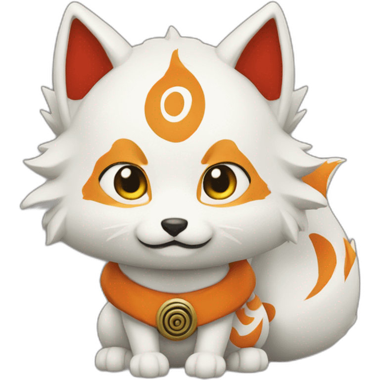 friendly kitsune fan of 9 tails at back emoji