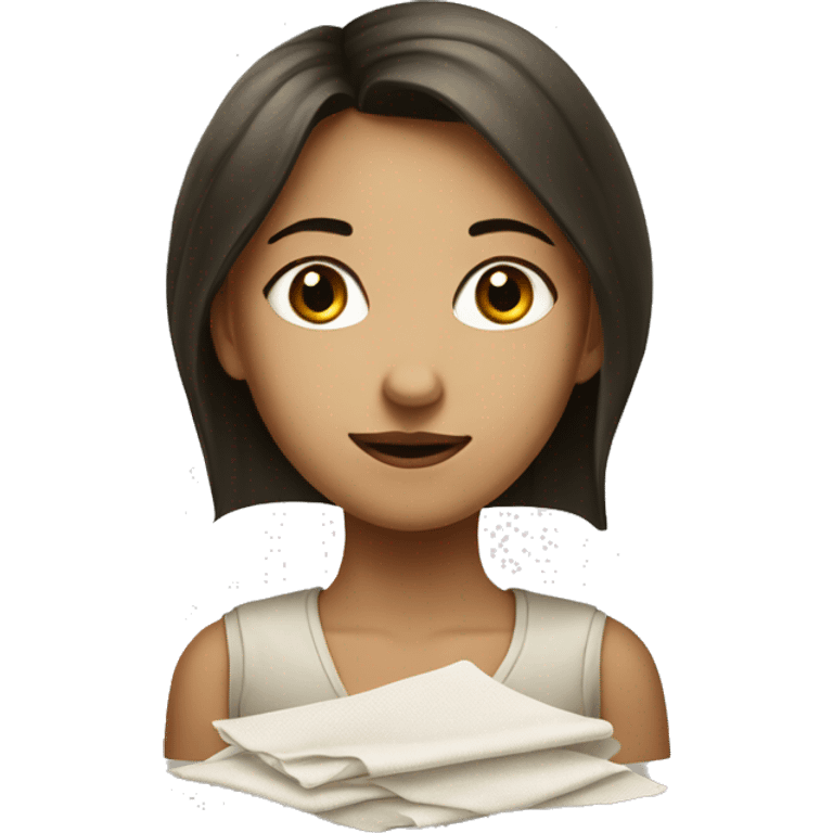 traditional portrait of a girl with a napkin in one nostril emoji