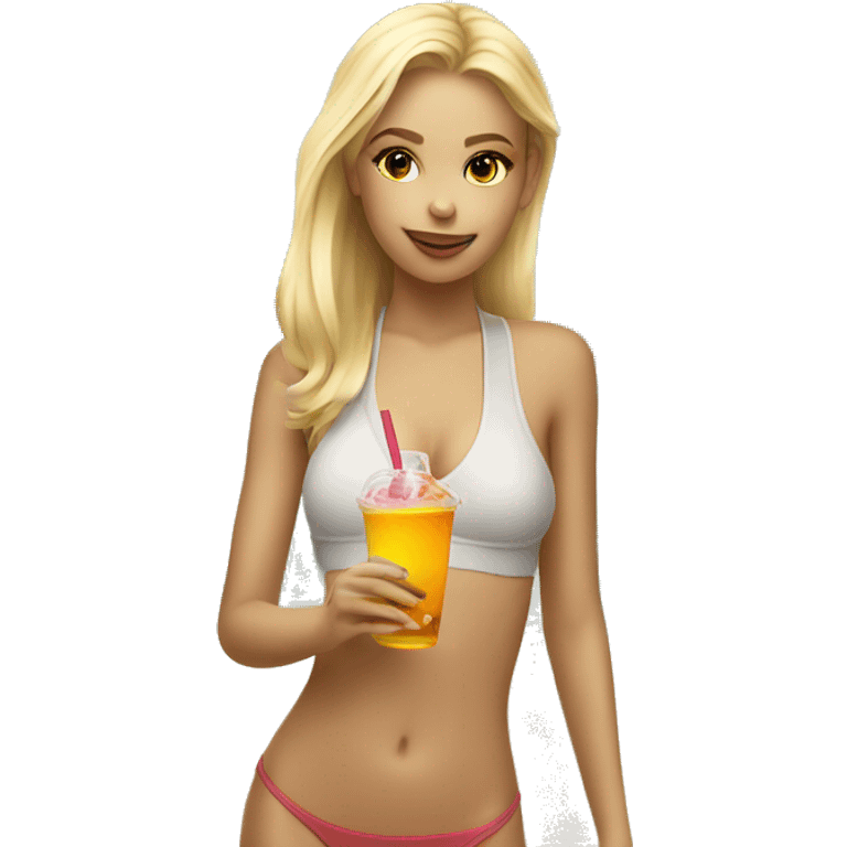 Girl on beach blonde drink emoji