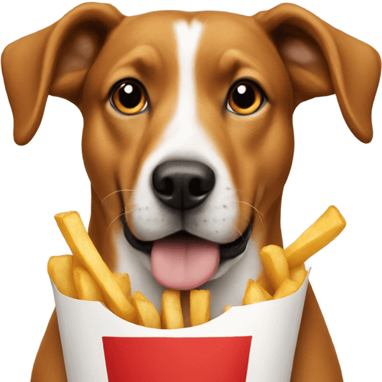 A dog holding fries emoji