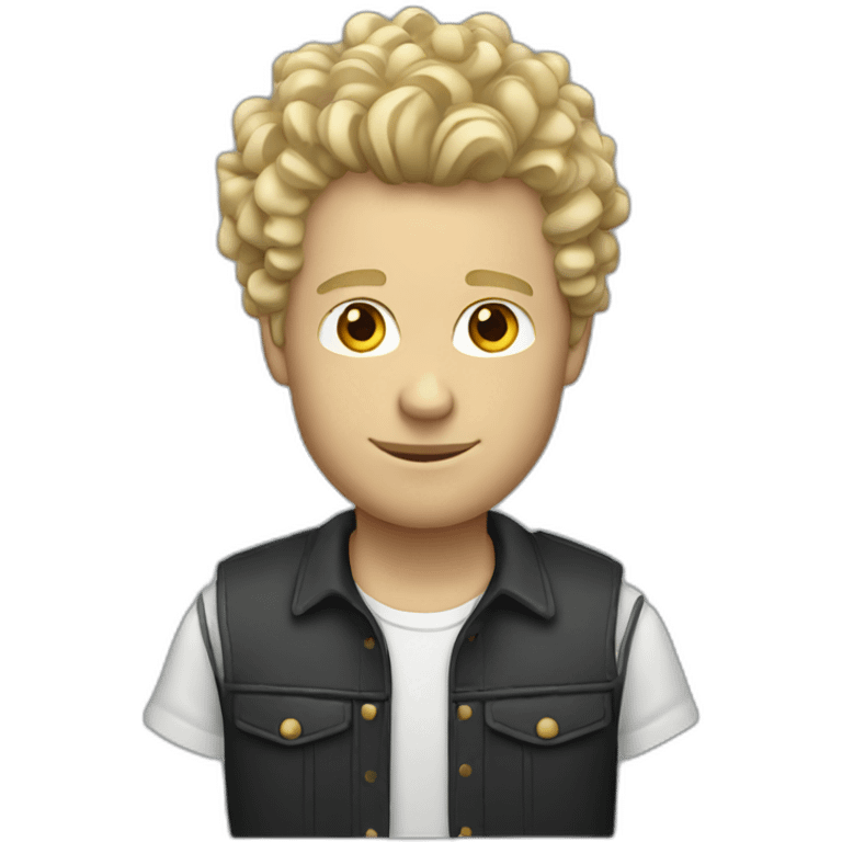 Blonde white man with curly hair Mohawk emoji