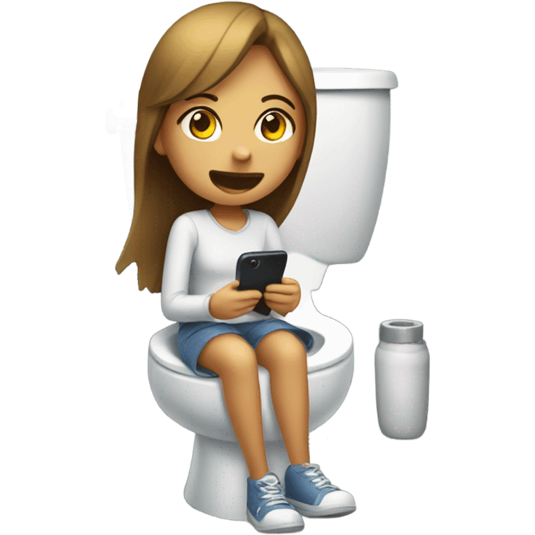 Girl sitting on the phone in the toilet emoji