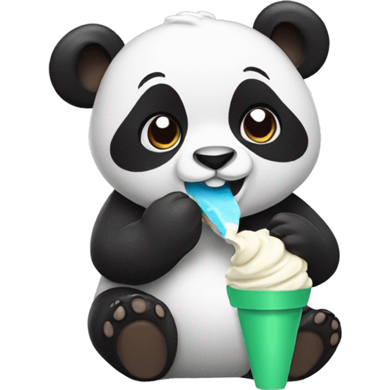 Panda eating ice cream emoji