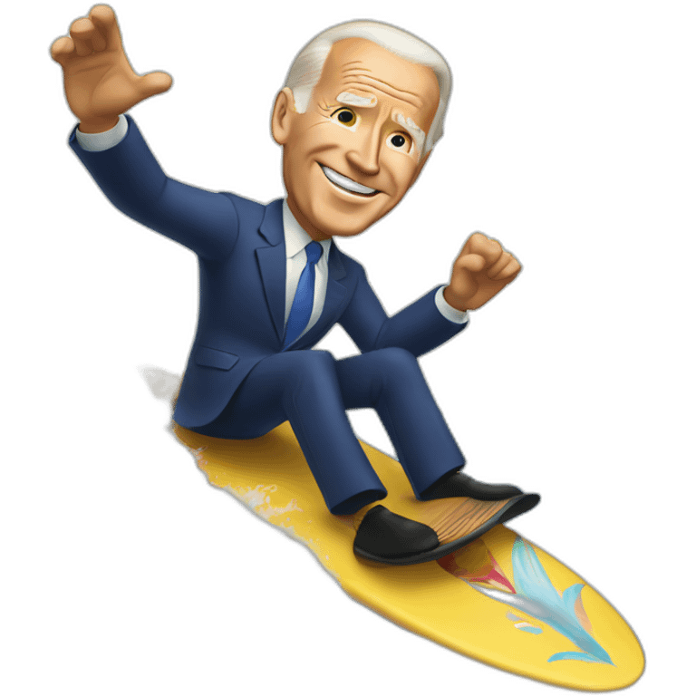 biden riding the waves on a surf board emoji