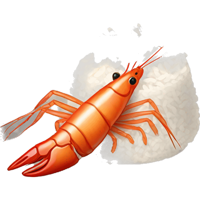 Shrimp that is cooking rice emoji