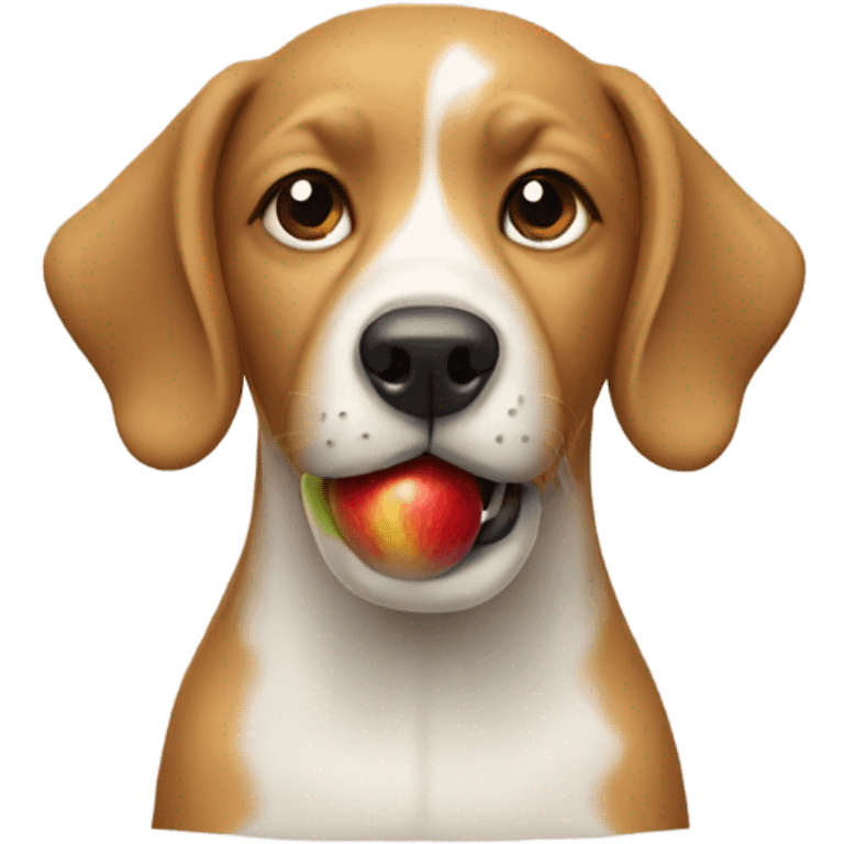 A dog eats a apple  emoji