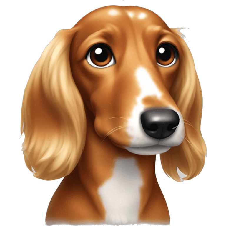 long haired dachund white with ginger ears and ginger spots around eyes emoji