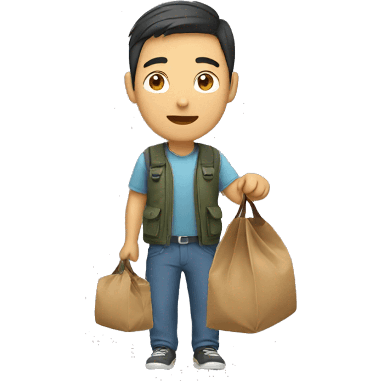 Asian man with bag emoji