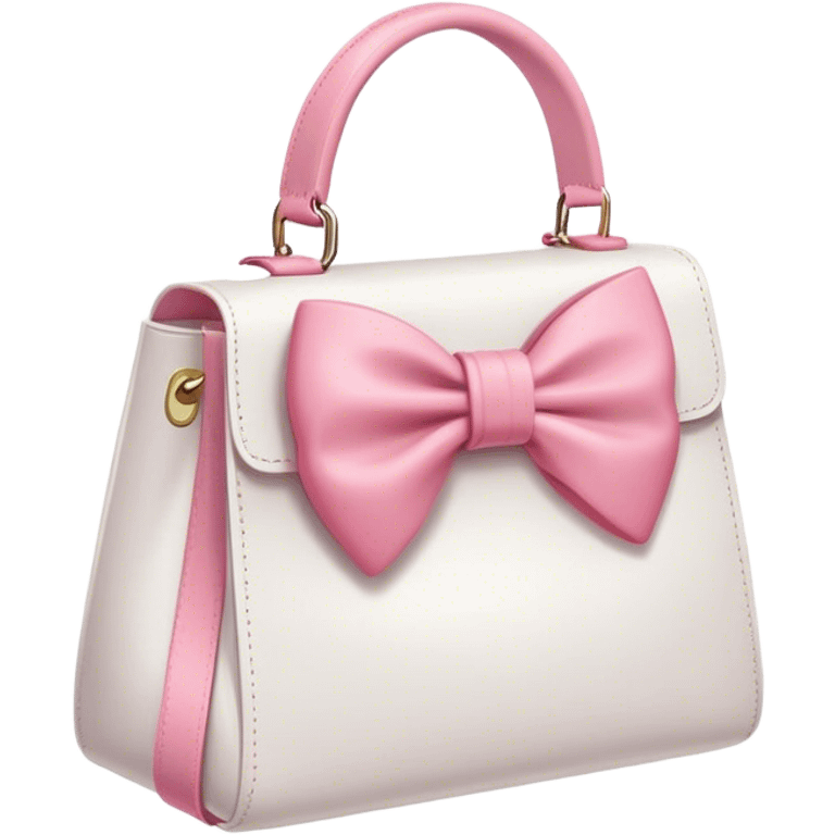 A white bag with a pink bow on the strap emoji