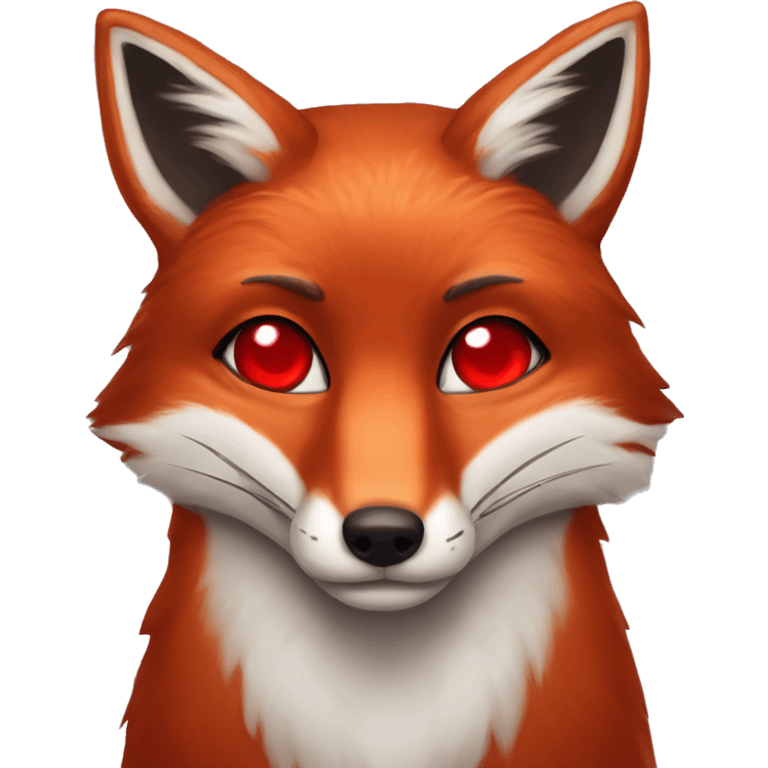 dark red fox face with tiny red heart instead of eyes emoji