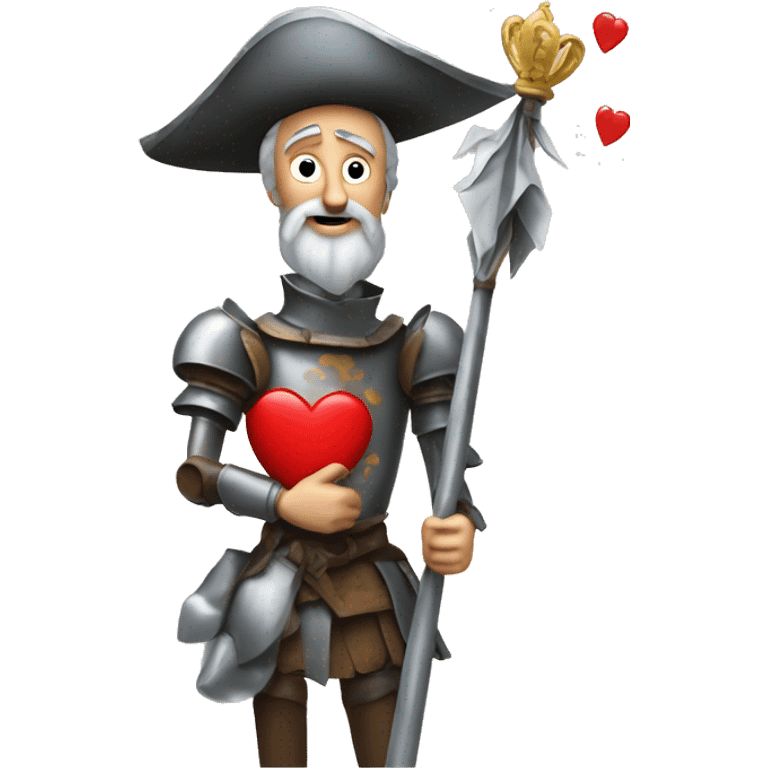 Don Quixote holds a heart in his hand emoji