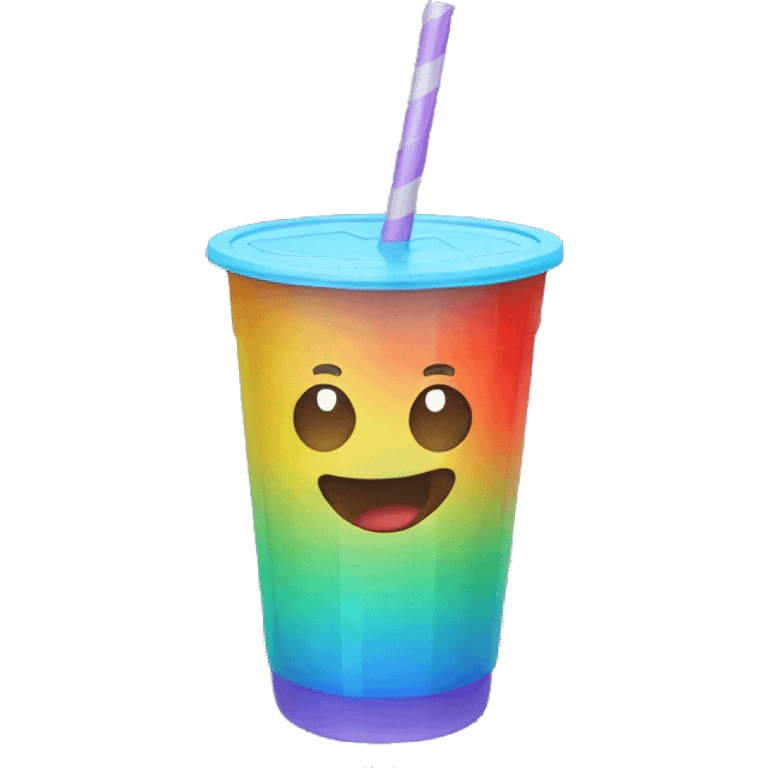 Colorful drink in plastic cup with a straw emoji