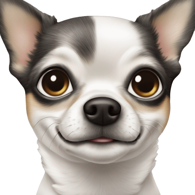 Chihuahua weiß mit schwarzem fleck am auge, in decke eingerollt emoji