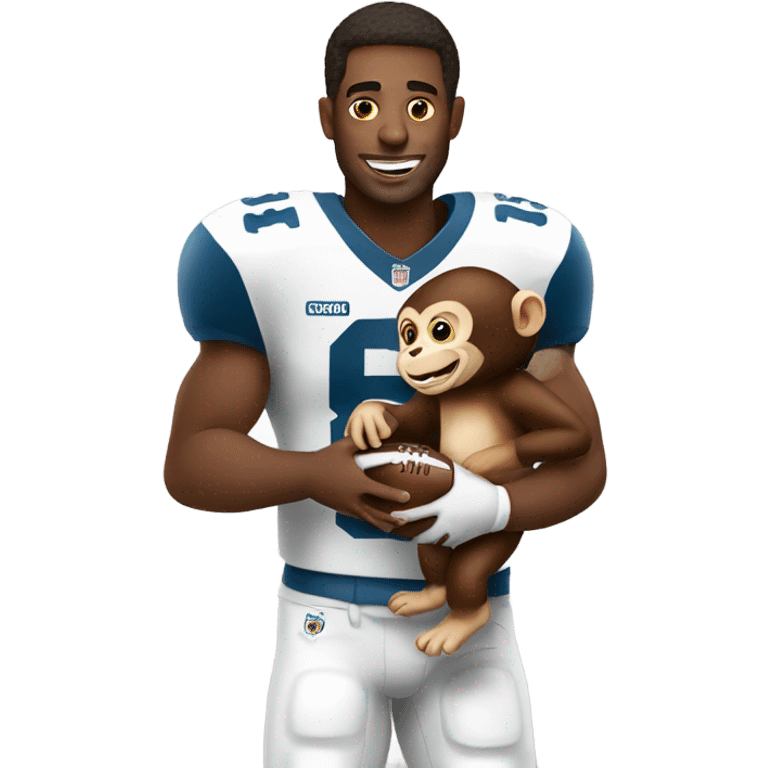 Football player holding a monkey  emoji