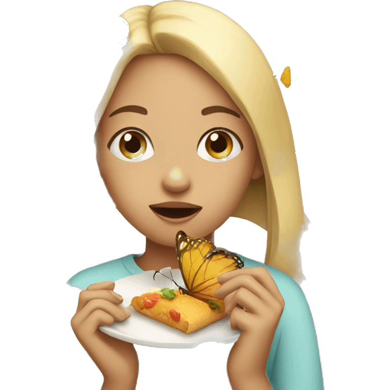 Girl eating butterfly  emoji