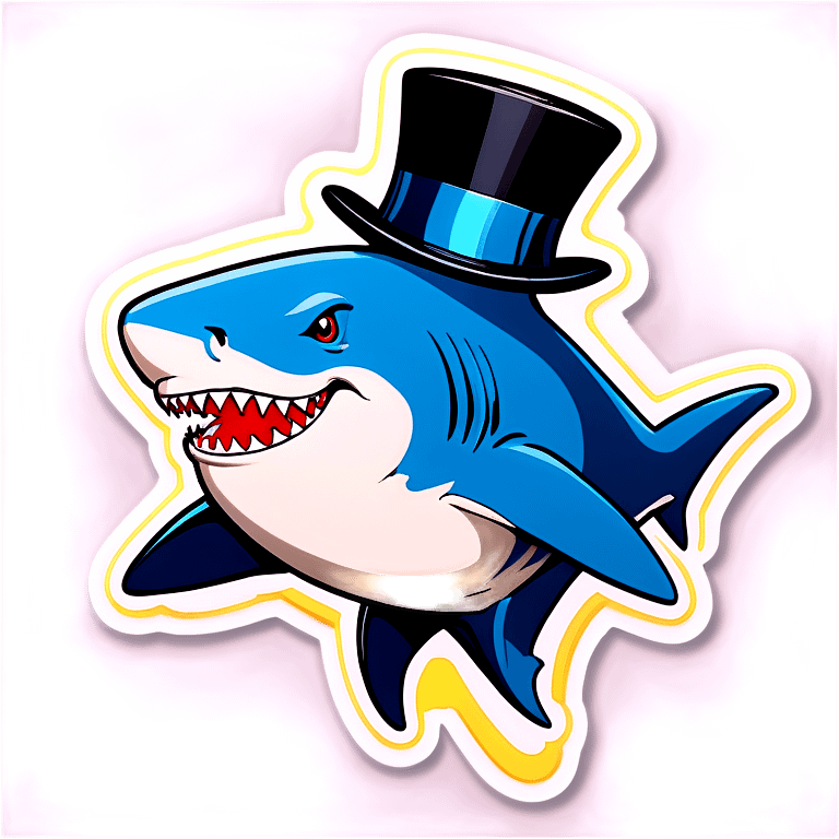 Shark with a top hat emoji