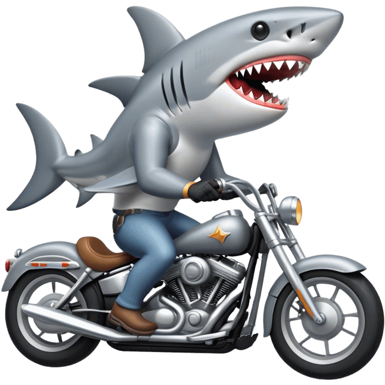 Shark riding a Harley.  emoji