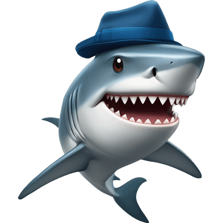 shark wearing a hat emoji