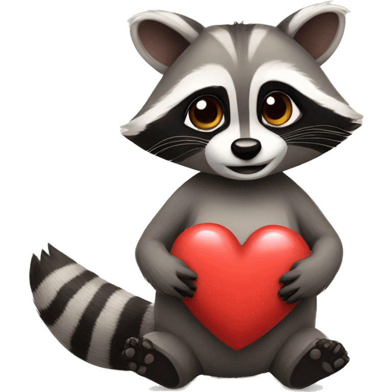 Raccoon with heart hands emoji