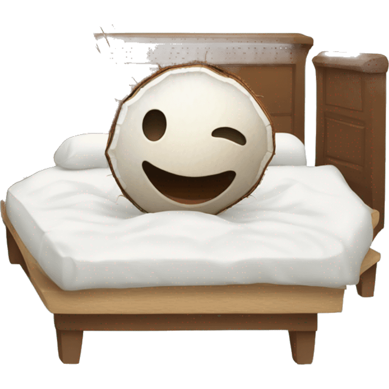 A coconut in a bed emoji