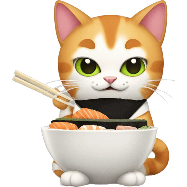 cat eating sushi emoji