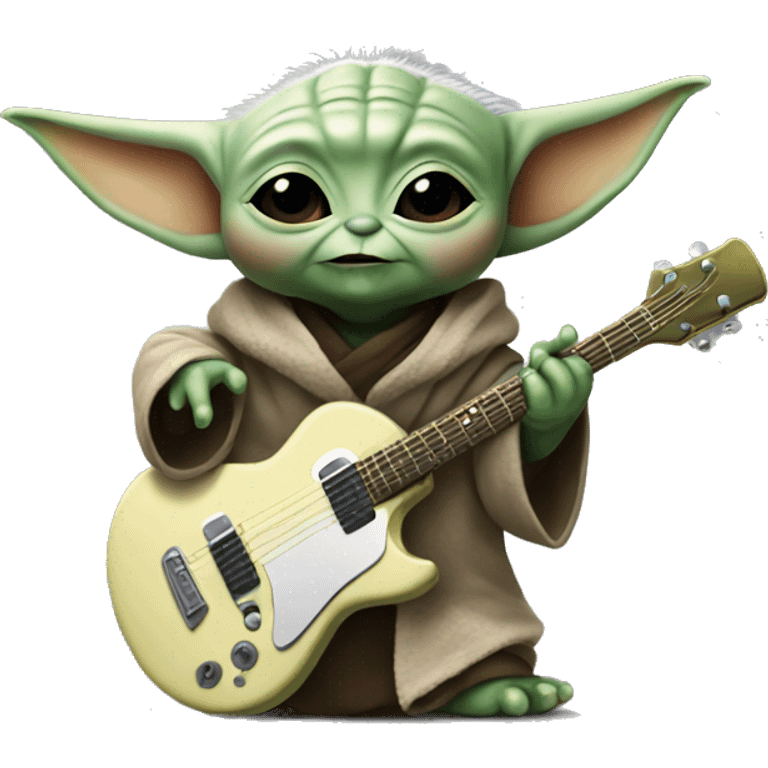 Baby yoda rocking out emoji