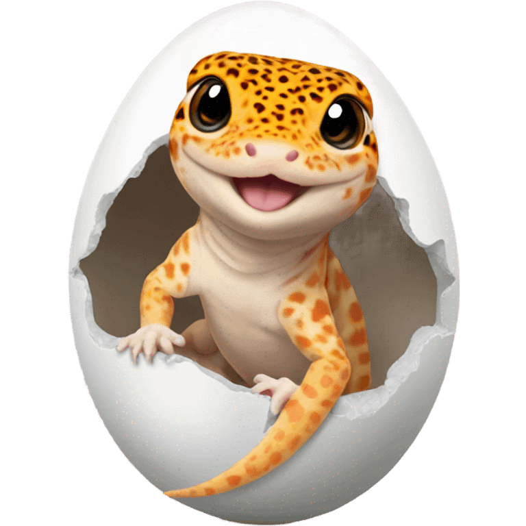 Orange leopard gecko emerges from egg emoji