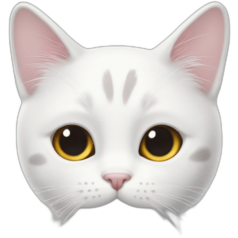 White cat with two black spots on its forehead flying to Japan emoji