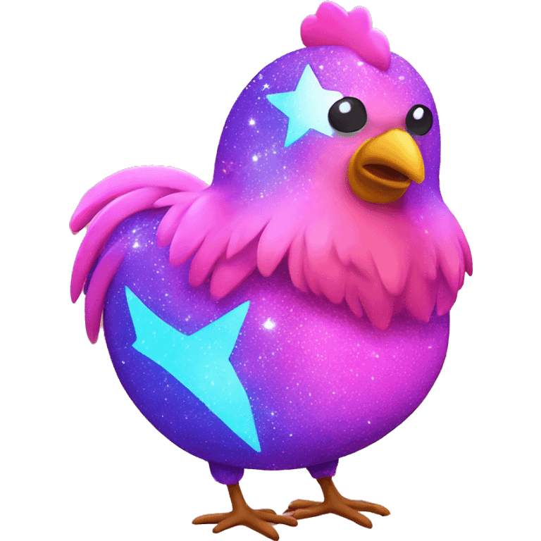 Kawaii neon star glitter chicken with big butt emoji    emoji