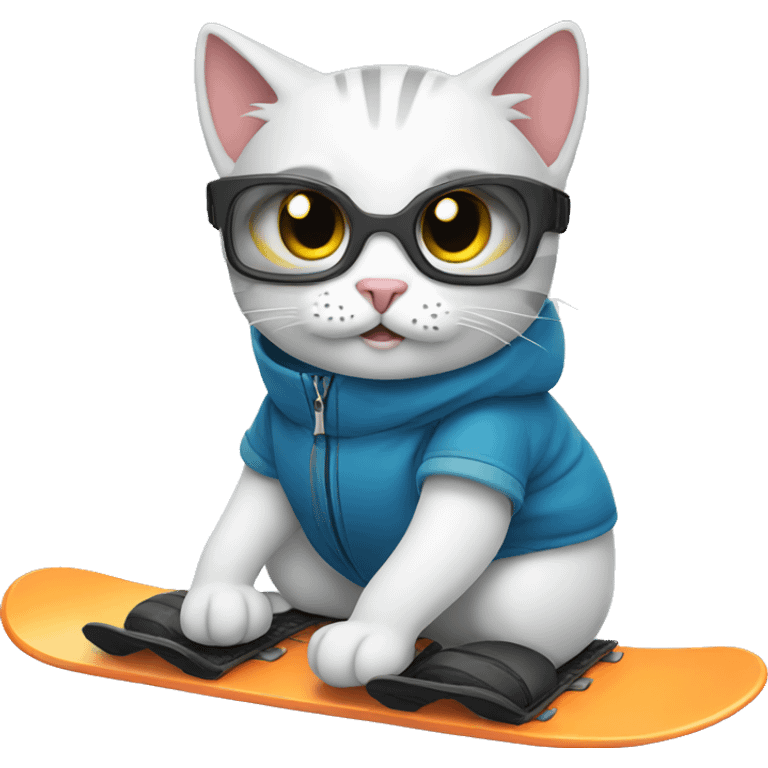 Cat snowboarding  emoji