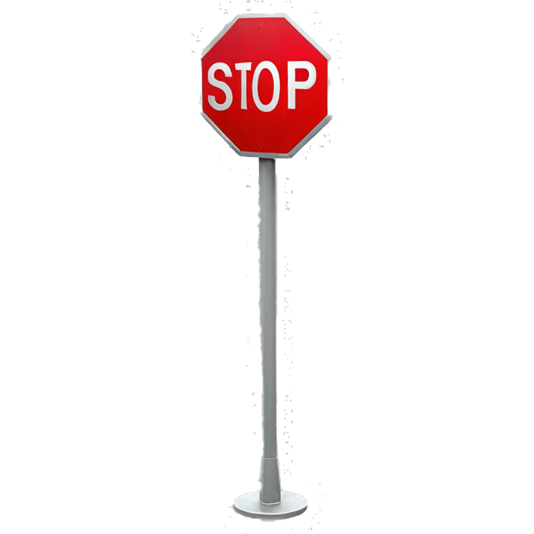 "A red octagonal stop sign with white bold letters that spell 'STOP.' The sign is mounted on a silver pole, typically found at intersections to control traffic and ensure safety." emoji