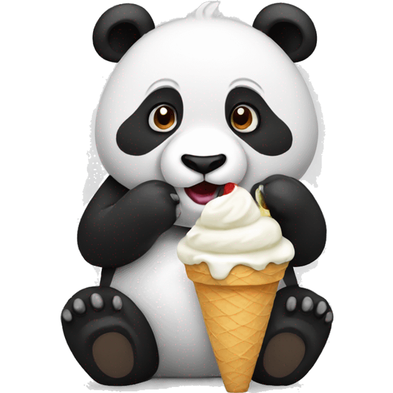 Panda eating ice cream emoji