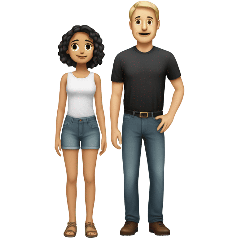 tall white man with short mexican girl emoji