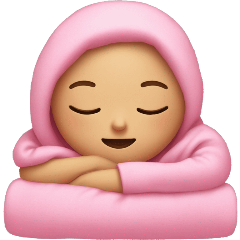 Girl sleeping my with pink blanket  emoji