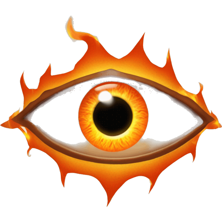 Eye of Sauron, glowing orange iris, surrounded by flames. emoji