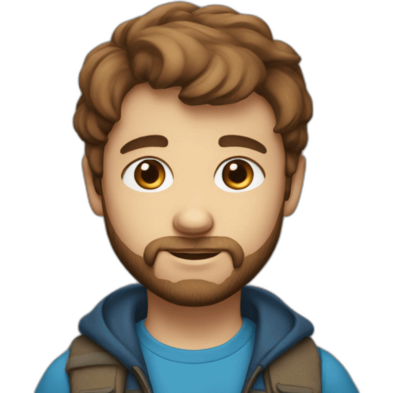 gazing blue-eyed boy with brown short hair and beard  emoji