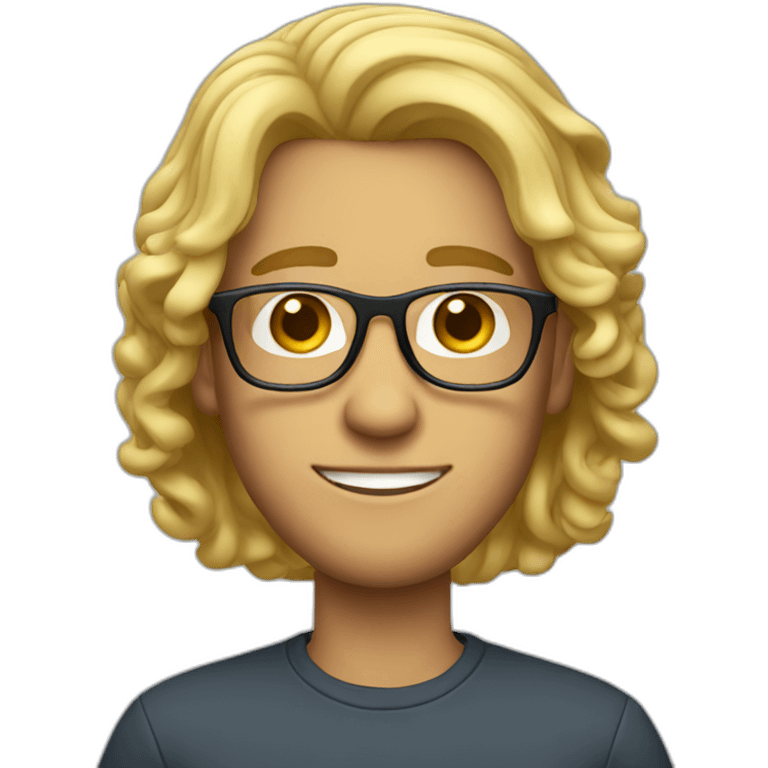 guy with curled mid long hair blonde and glasses emoji