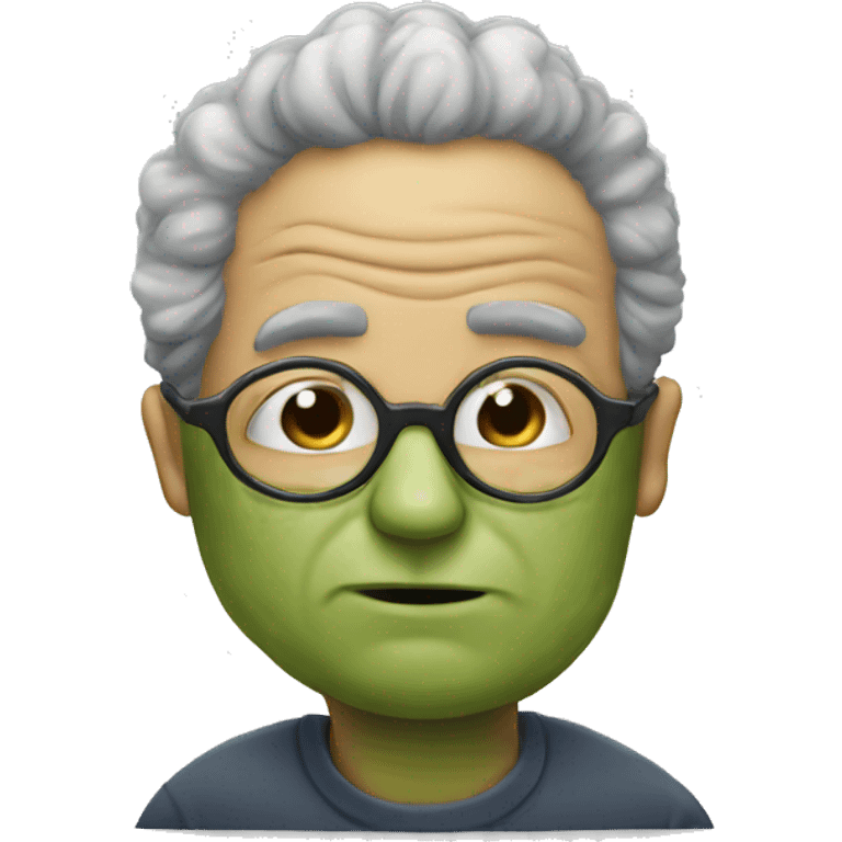 man with broccoli hair and glasses kissing an aged man emoji