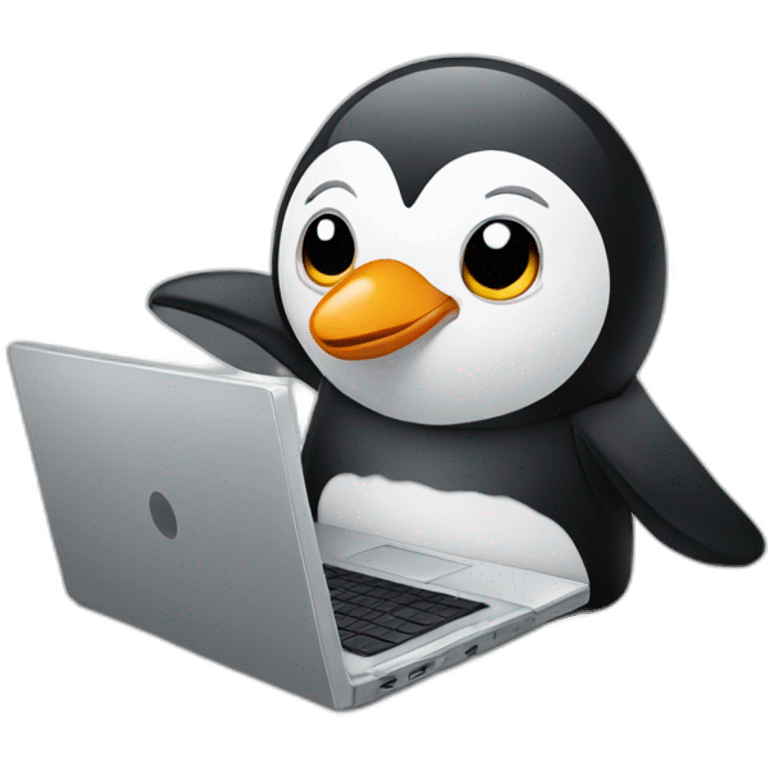 penguin with one laptop emoji