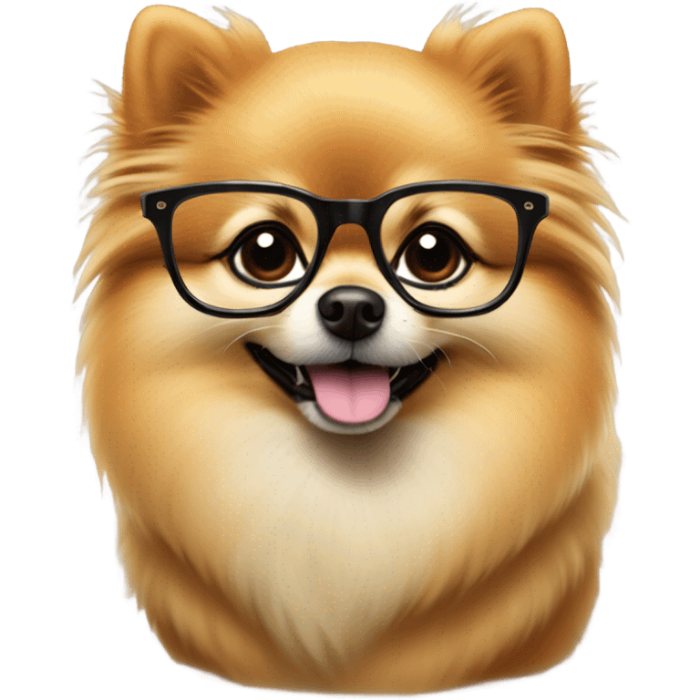 Clever Pomeranian  in glasses with books emoji