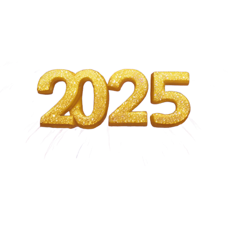 The number 2025 sparkly font with fireworks behind it emoji