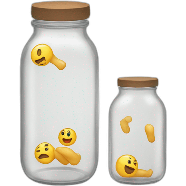 from left to right one human leg, empty glass jar, another human leg emoji