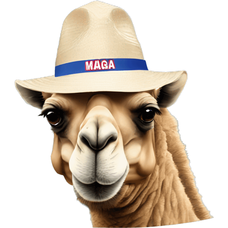 camel wearing a MAGA hat and soaking in a hot tub emoji