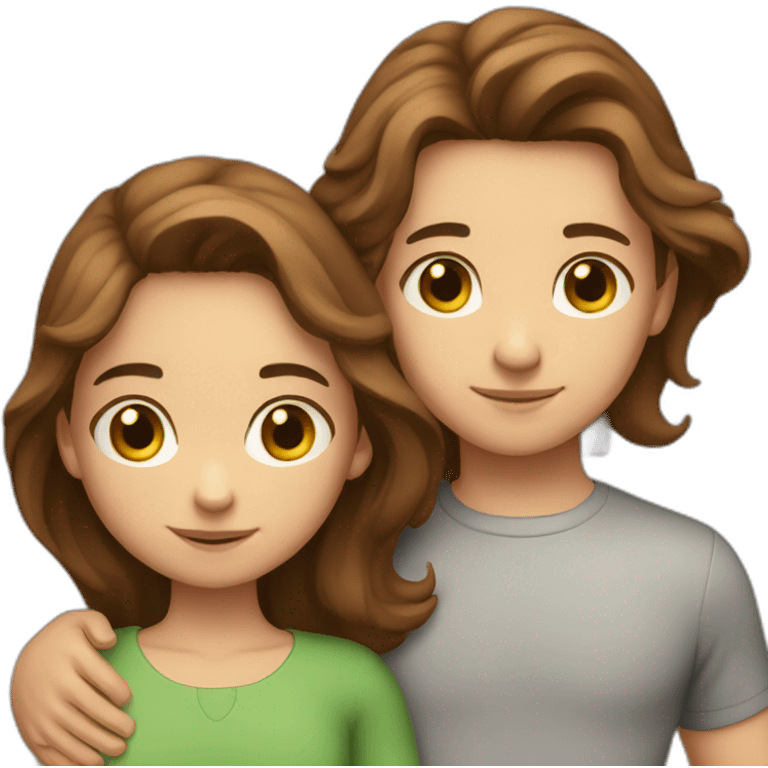 boy-brown-hair strong hug girl with brown-hair emoji