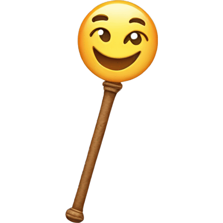 a happy emoticon holding a magic wand emoji