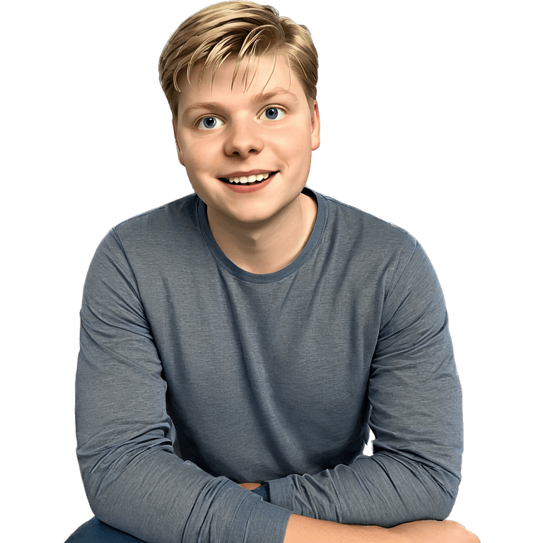 smiling boy in blue shirt emoji